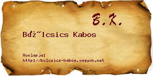 Bölcsics Kabos névjegykártya